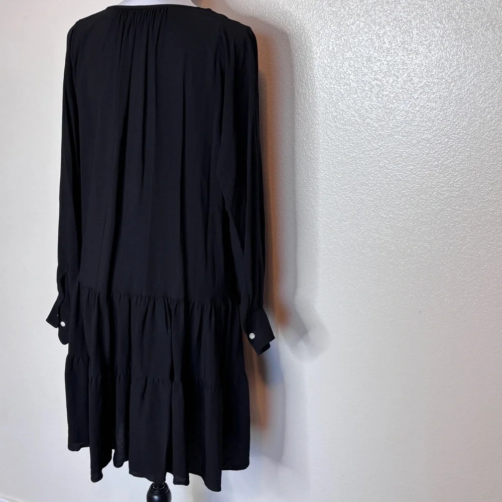 Arket Black Ruffled Crêpe Dress‎ Size Small - Picture 6 of 12